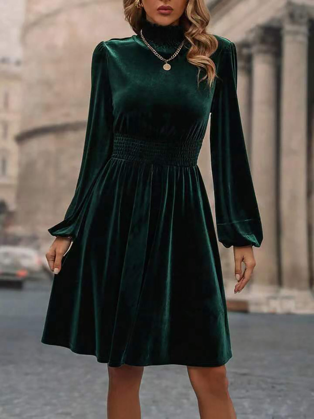 Women's Green A-Line Knee Length Dress