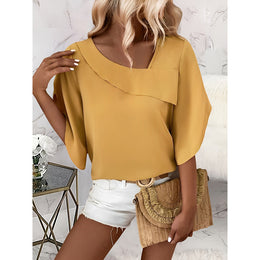 Yellow Square Neck Regular Top
