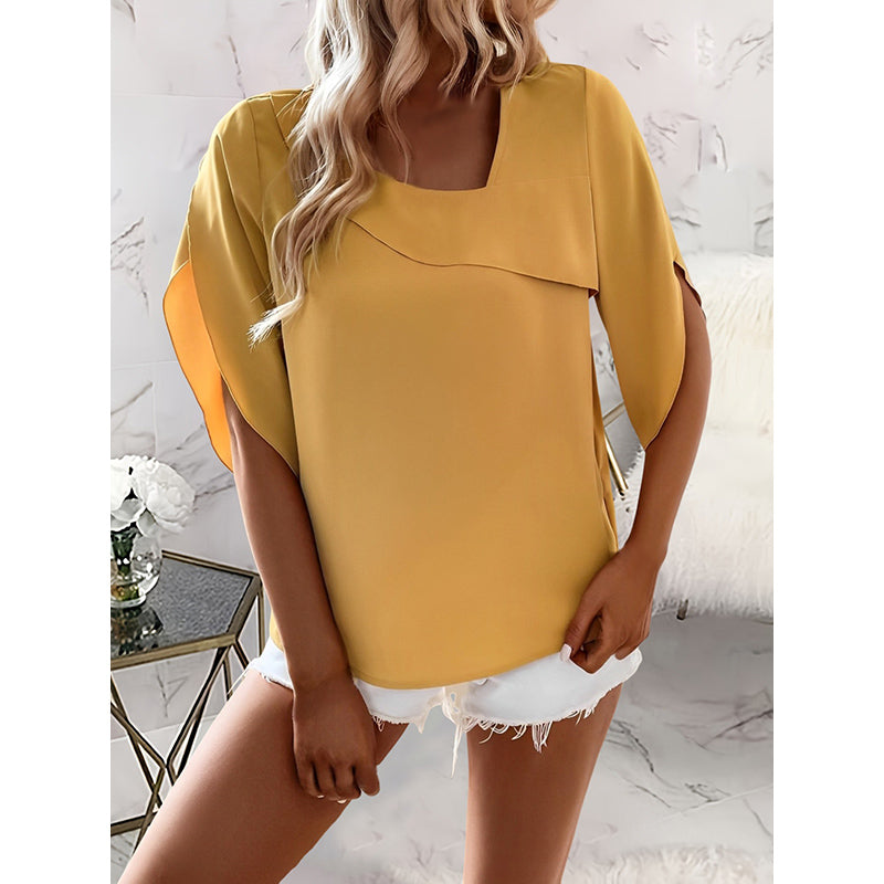 Yellow Square Neck Regular Top