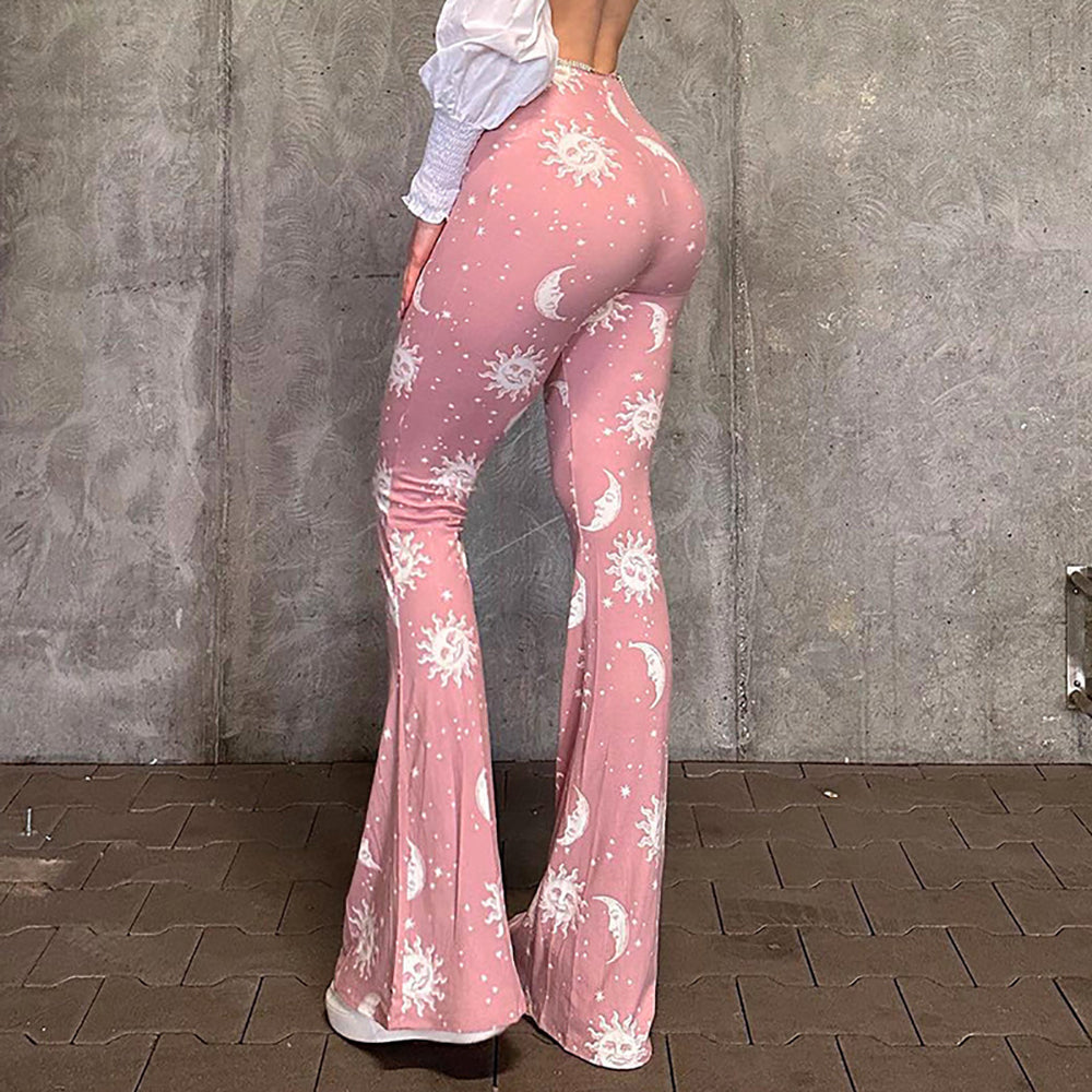 Women Abstract Printed Flared Trousers