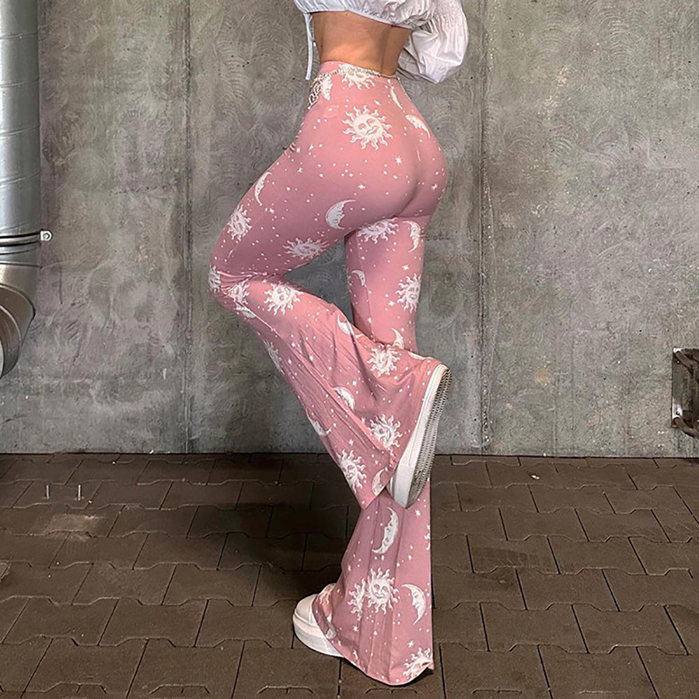 Women Abstract Printed Flared Trousers