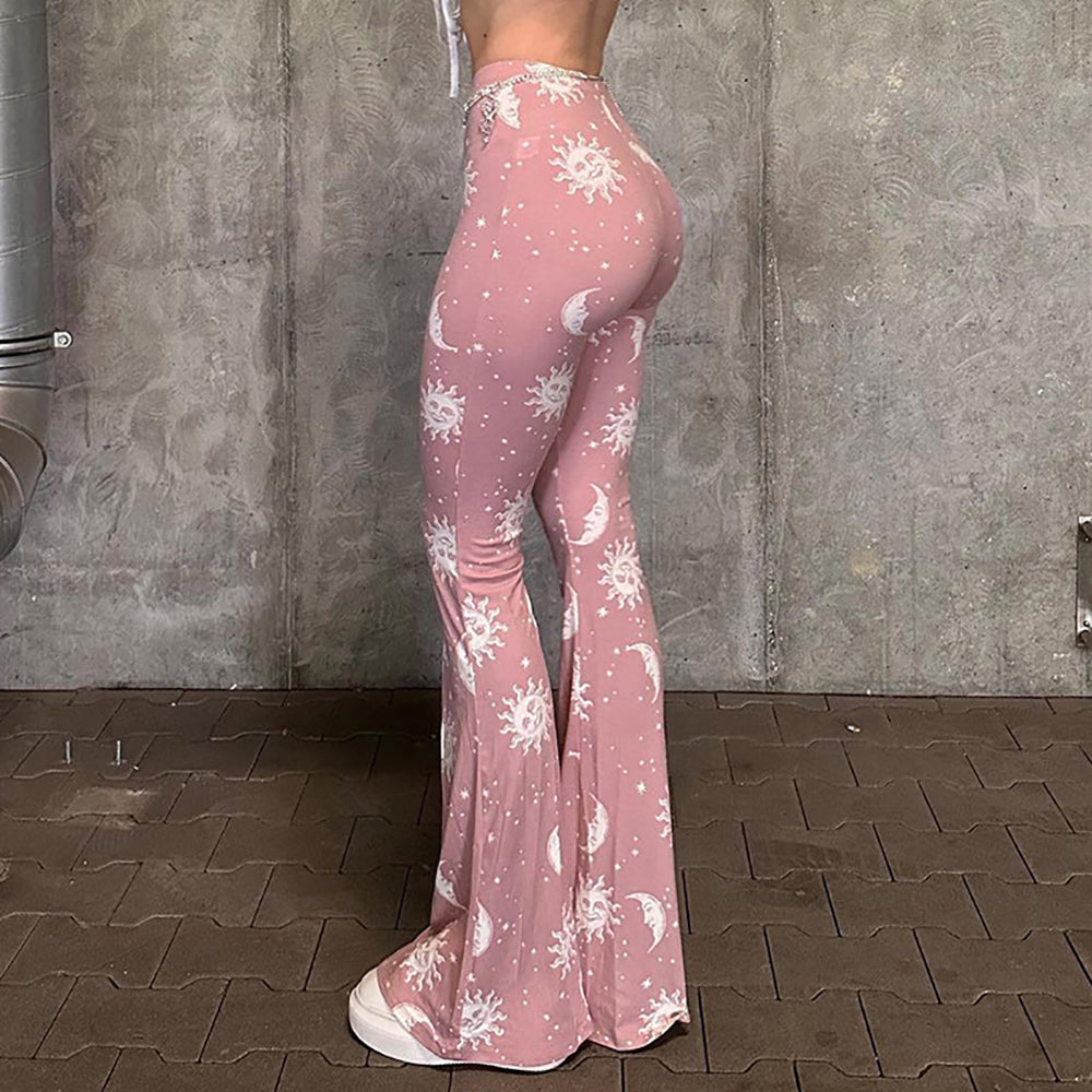 Women Abstract Printed Flared Trousers