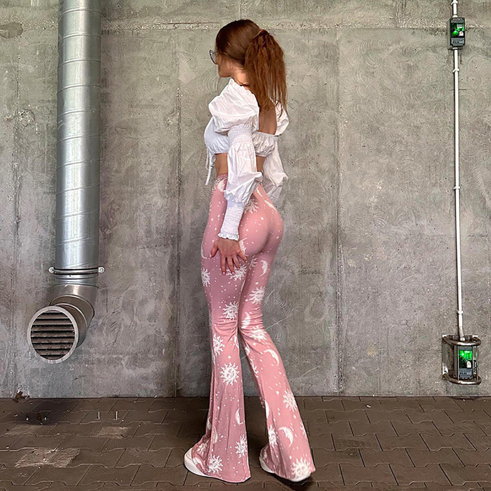 Women Abstract Printed Flared Trousers