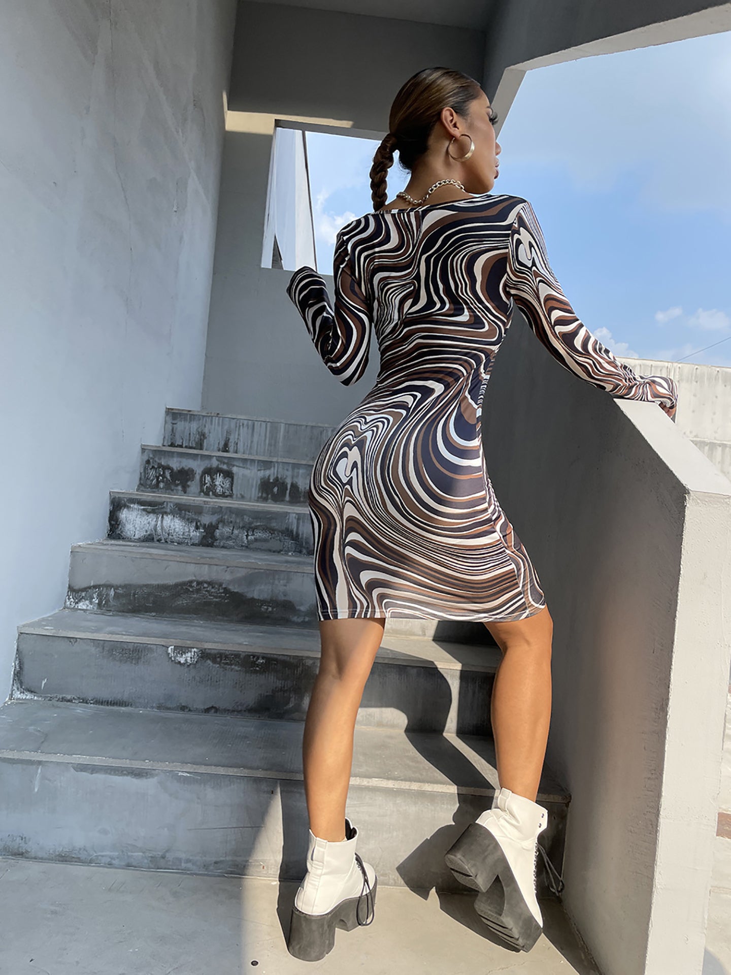 Women Print Bodycon Mini Dress
