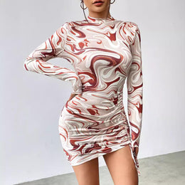 Abstract Printed Bodycon Mini Dress