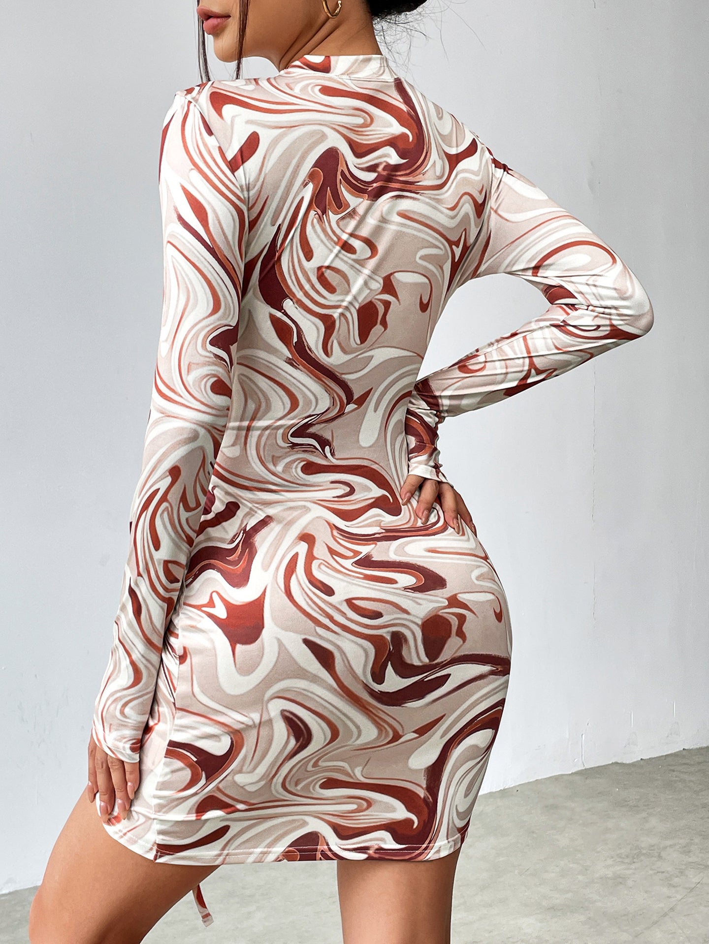 Abstract Printed Bodycon Mini Dress