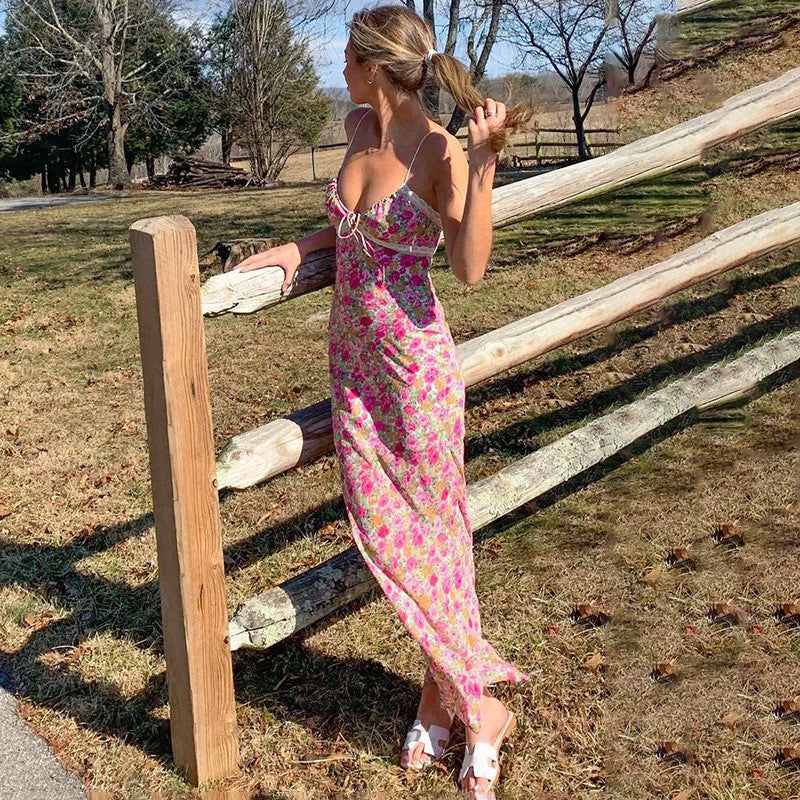 Women Floral Print Bodycon Maxi Dress