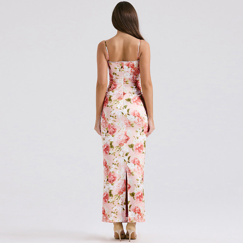 Women Floral Print Bodycon Maxi Dress