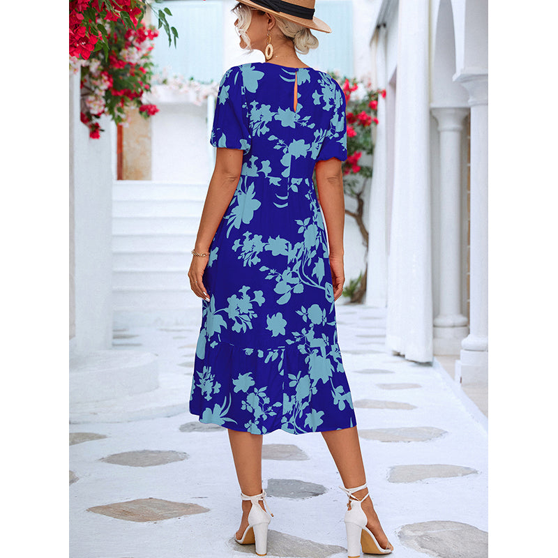 Floral Printed A-Line Midi Dress