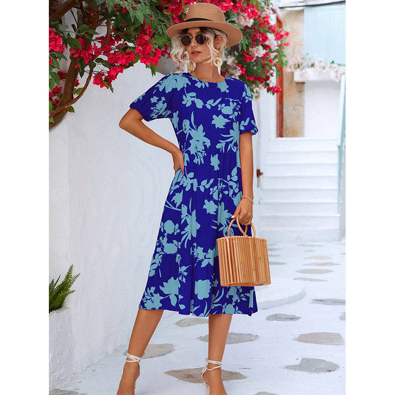 Floral Printed A-Line Midi Dress