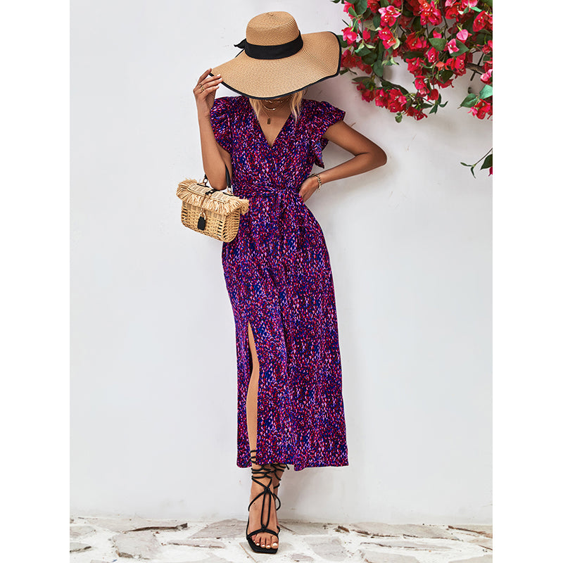 Women Abstract Print Wrap Dress