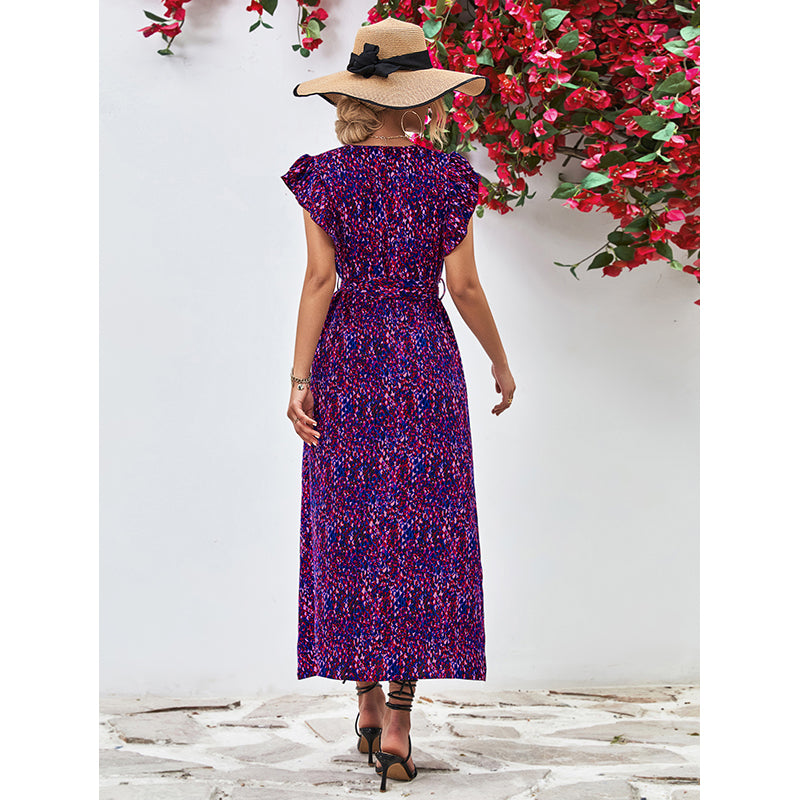 Women Abstract Print Wrap Dress
