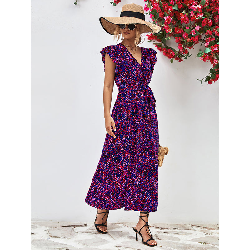 Women Abstract Print Wrap Dress