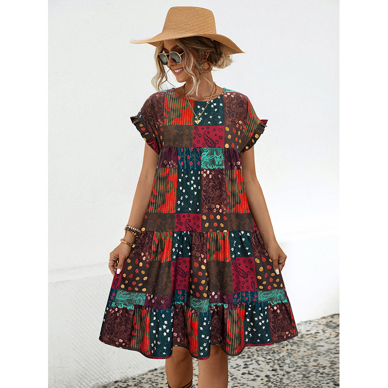 Abstract Printed Fit & Flare Dress