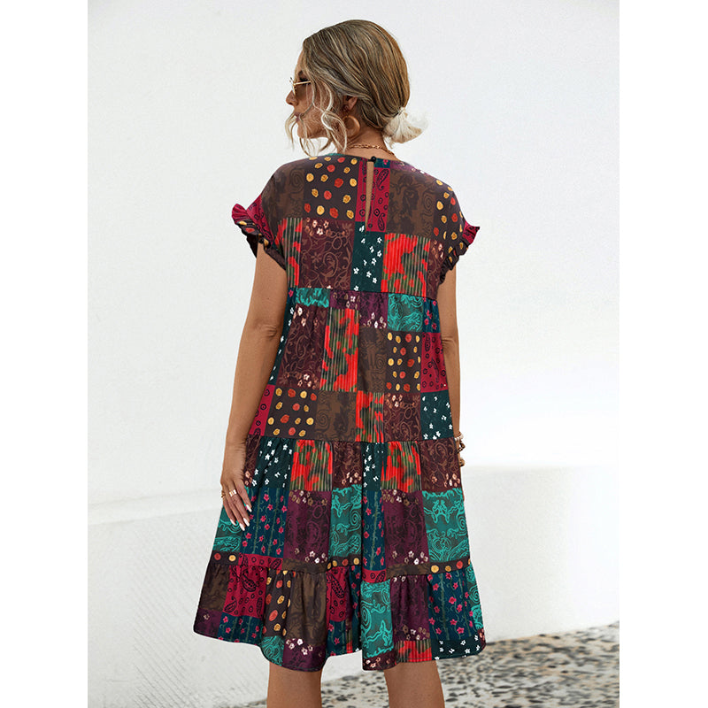 Abstract Printed Fit & Flare Dress