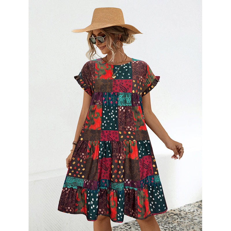 Abstract Printed Fit & Flare Dress