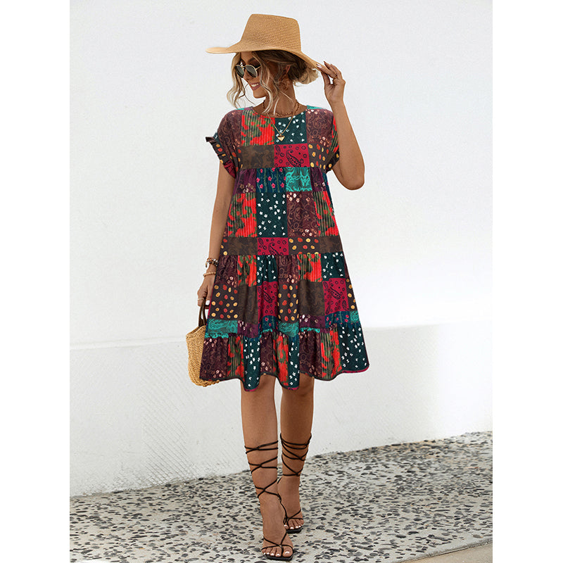 Abstract Printed Fit & Flare Dress