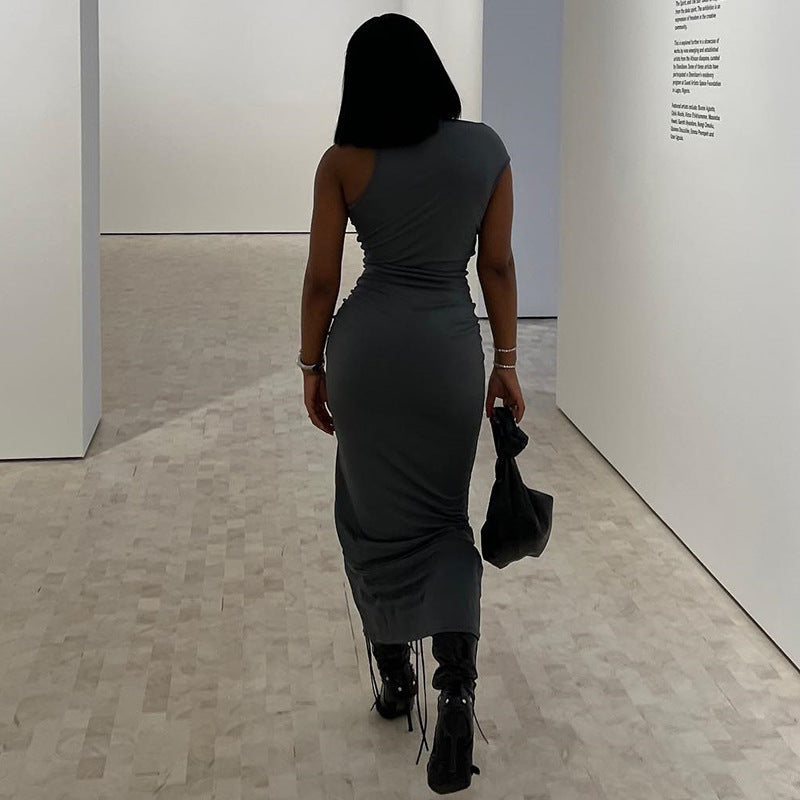 Round Neck Sleeveless Sheath Maxi Dress