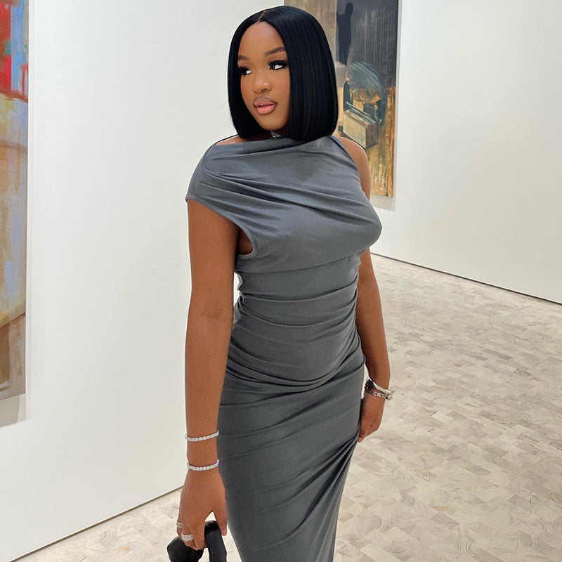 Round Neck Sleeveless Sheath Maxi Dress