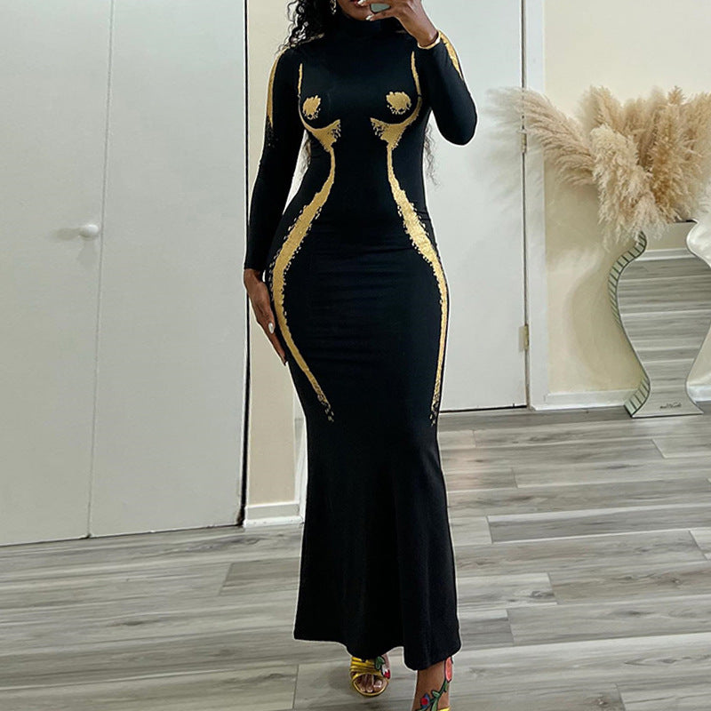 Black Round Neck Maxi Dress
