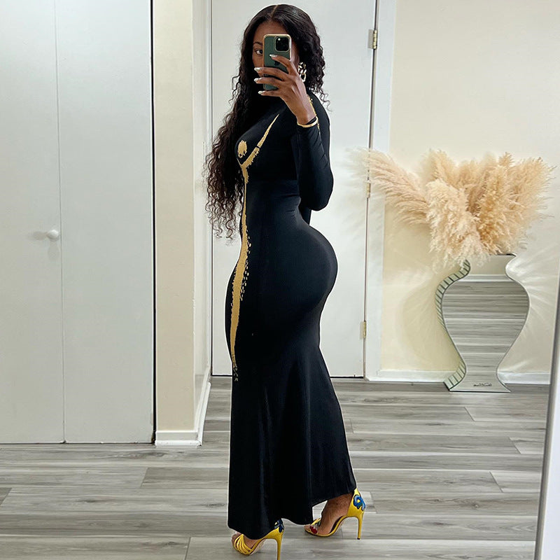 Black Round Neck Maxi Dress