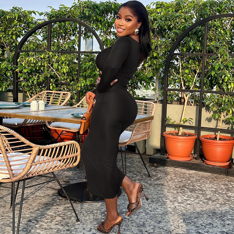 Black Bodycon Midi Dress