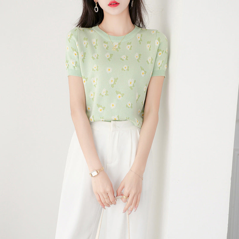 Floral Printed Round Neck Top