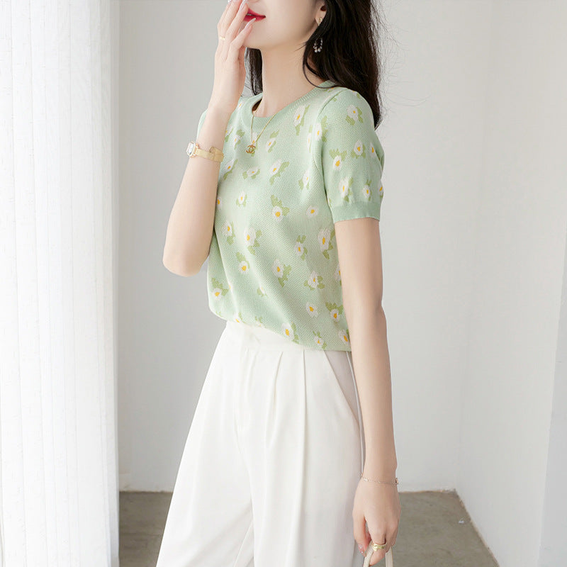 Floral Printed Round Neck Top