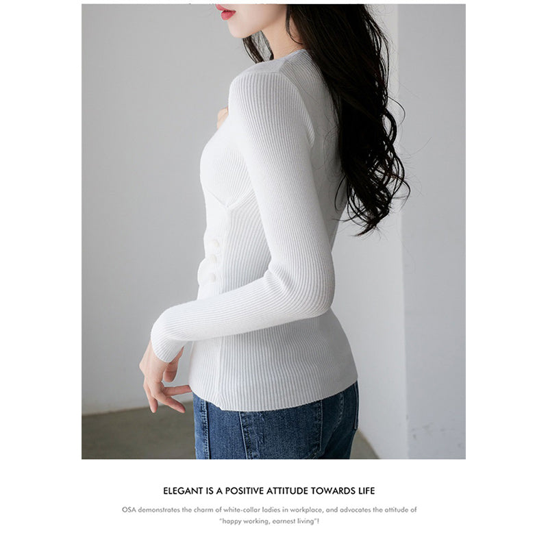 White V-Neck Pullover Sweater