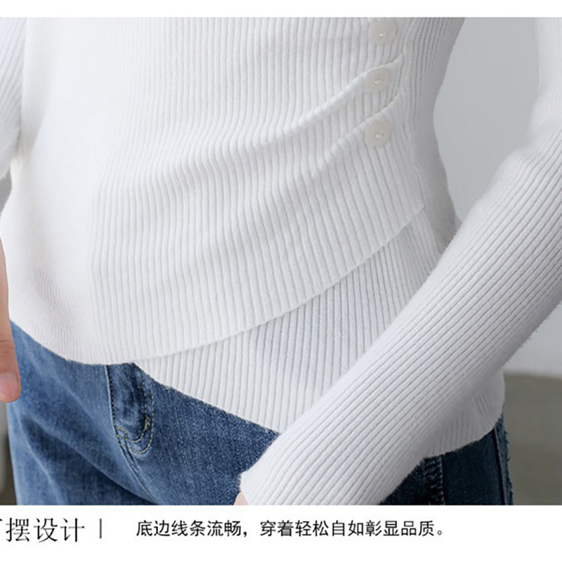 White V-Neck Pullover Sweater