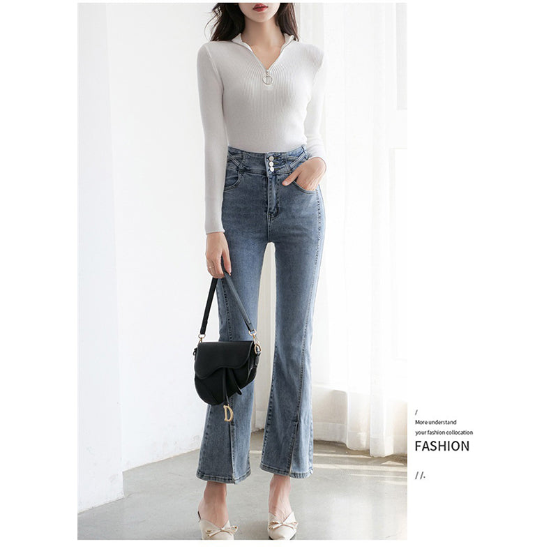 White Ribbed Mock Collar Half Zipper Pullover Sweater