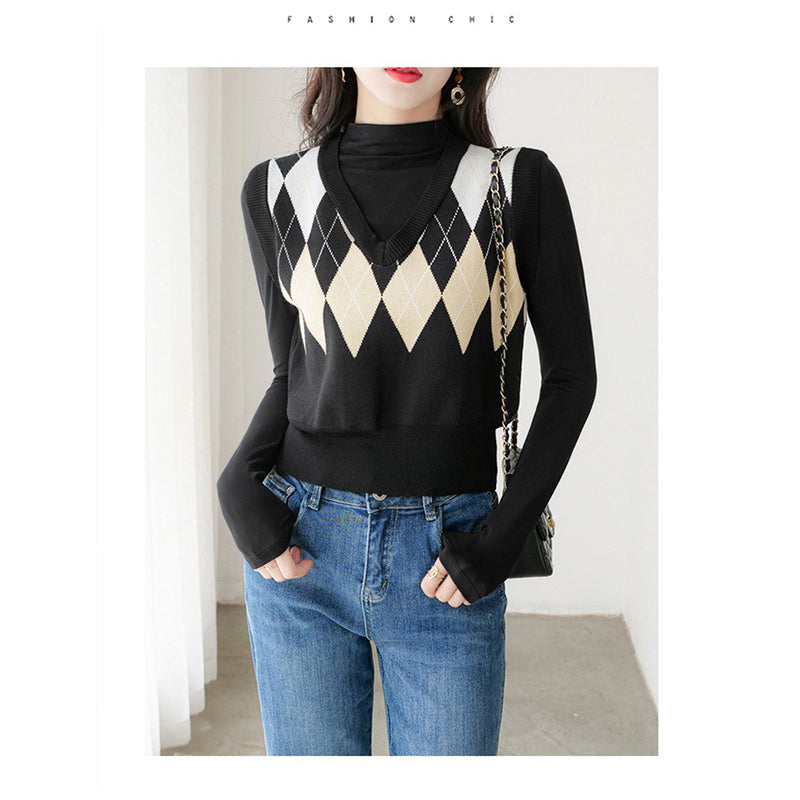 Self Design V-Neck Sweater Vest