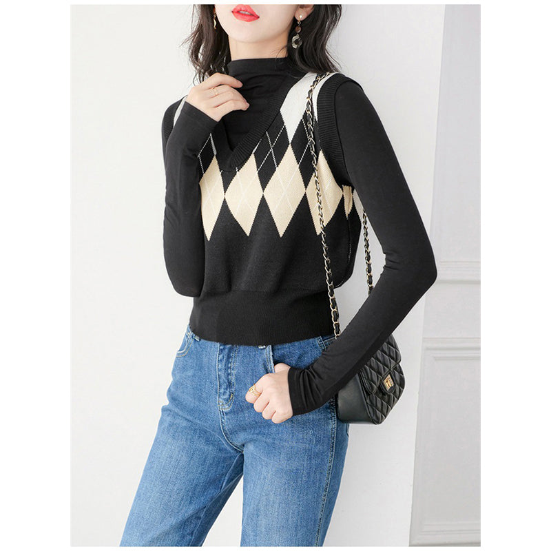 Self Design V-Neck Sweater Vest