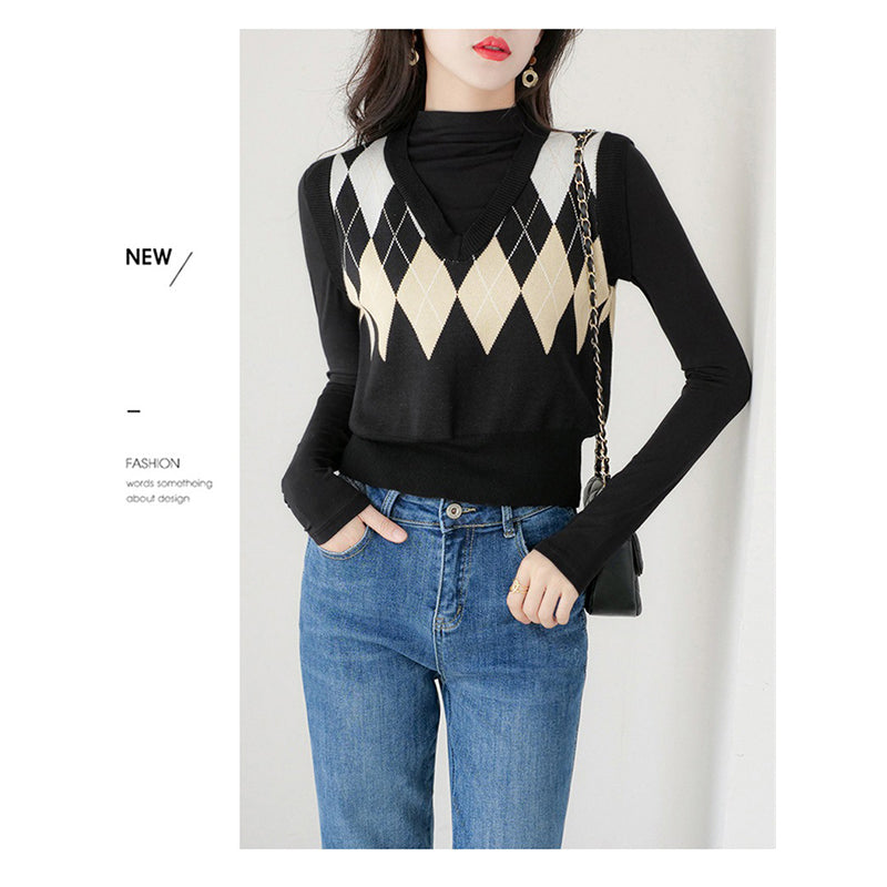 Self Design V-Neck Sweater Vest