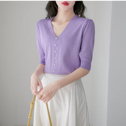 V-Neck Short Sleeves Casual Top