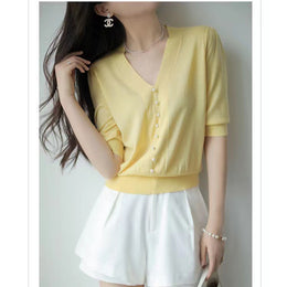 V-Neck Short Sleeves Casual Top