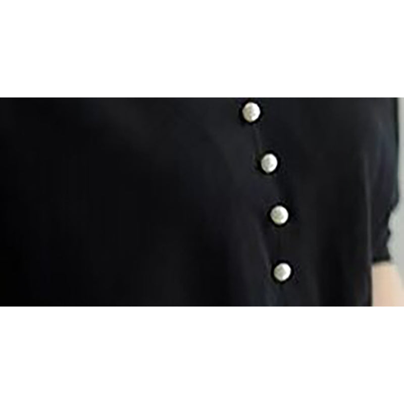 Black V-Neck Georgette Shirt Style Top