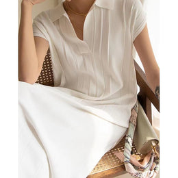 White Shirt Collar Maxi Shirt Dress