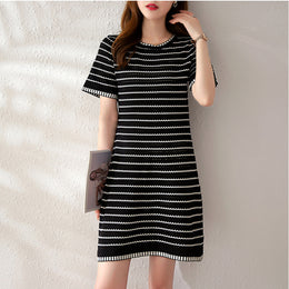 Black Striped T-shirt Dress