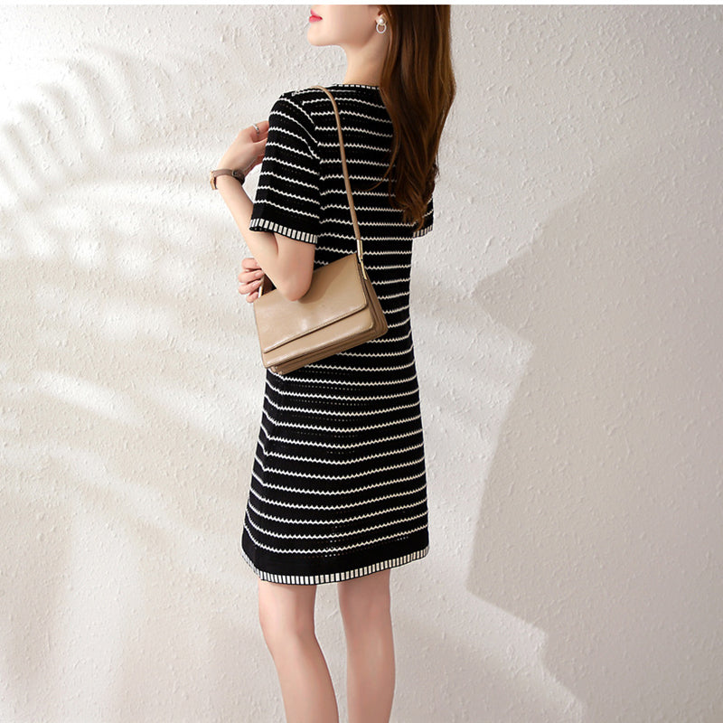 Black Striped T-shirt Dress