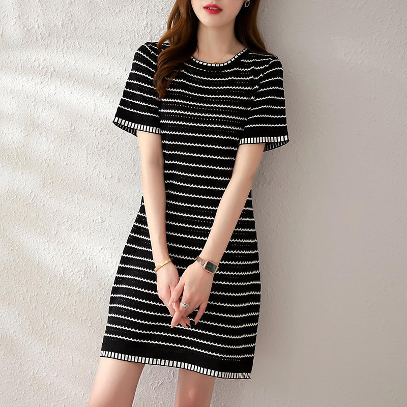 Black Striped T-shirt Dress
