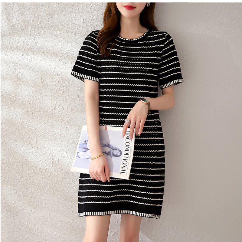 Black Striped T-shirt Dress