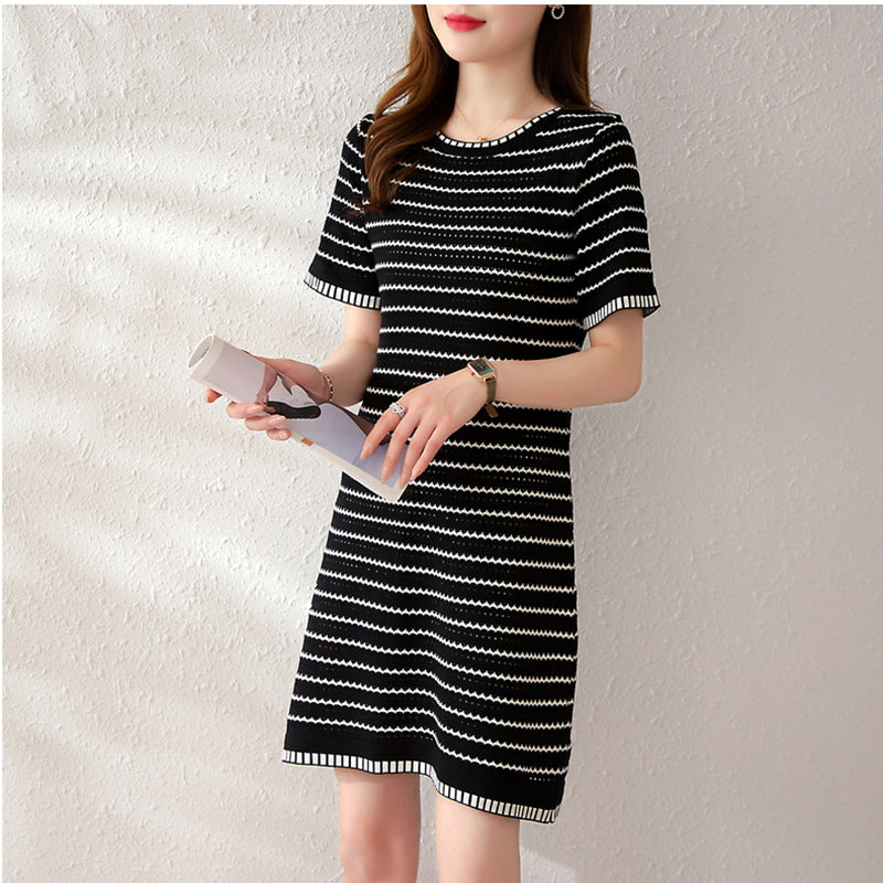 Black Striped T-shirt Dress