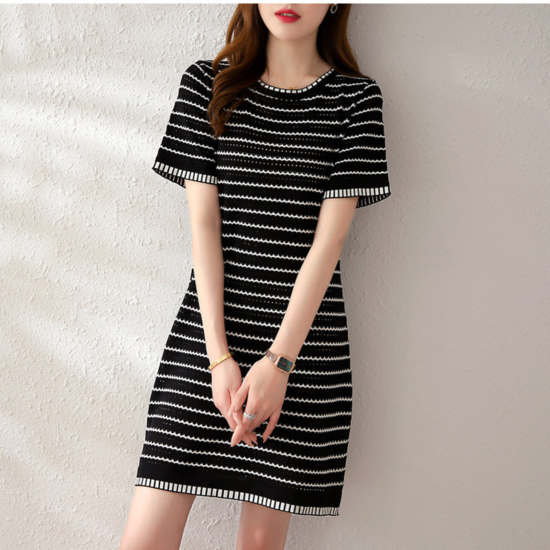Black Striped T-shirt Dress