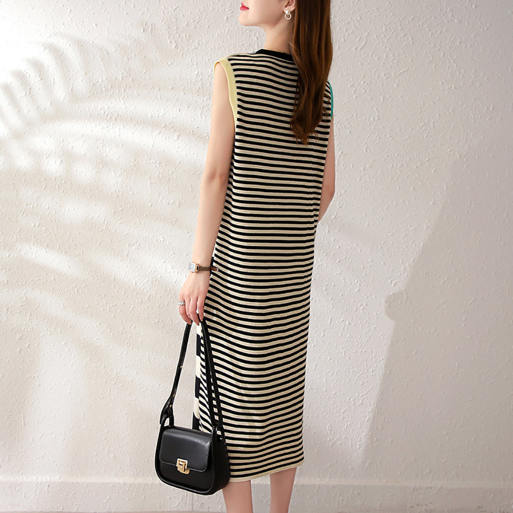 Striped Bodycon Midi Dress