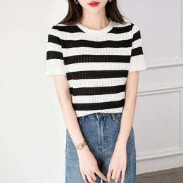 Women Striped Round Neck Top
