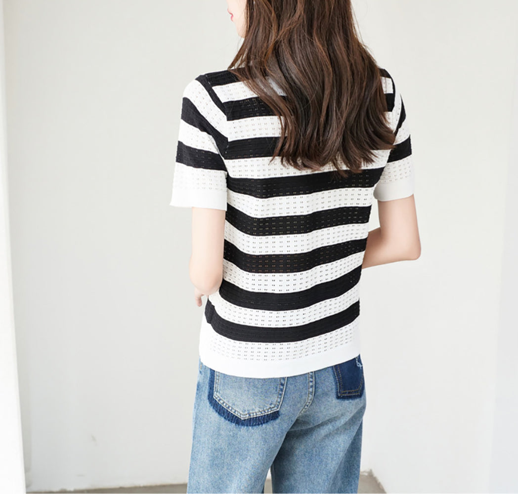 Women Striped Round Neck Top
