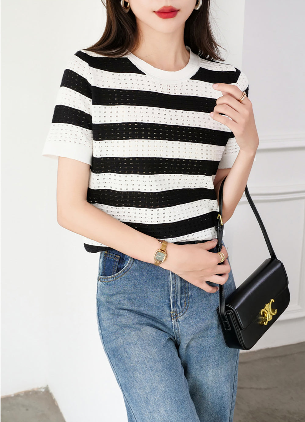 Women Striped Round Neck Top
