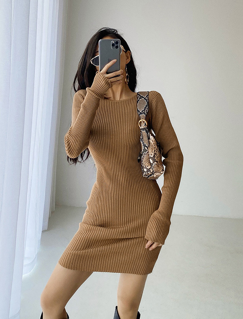 Twisted Ribbed Bodycon Dress