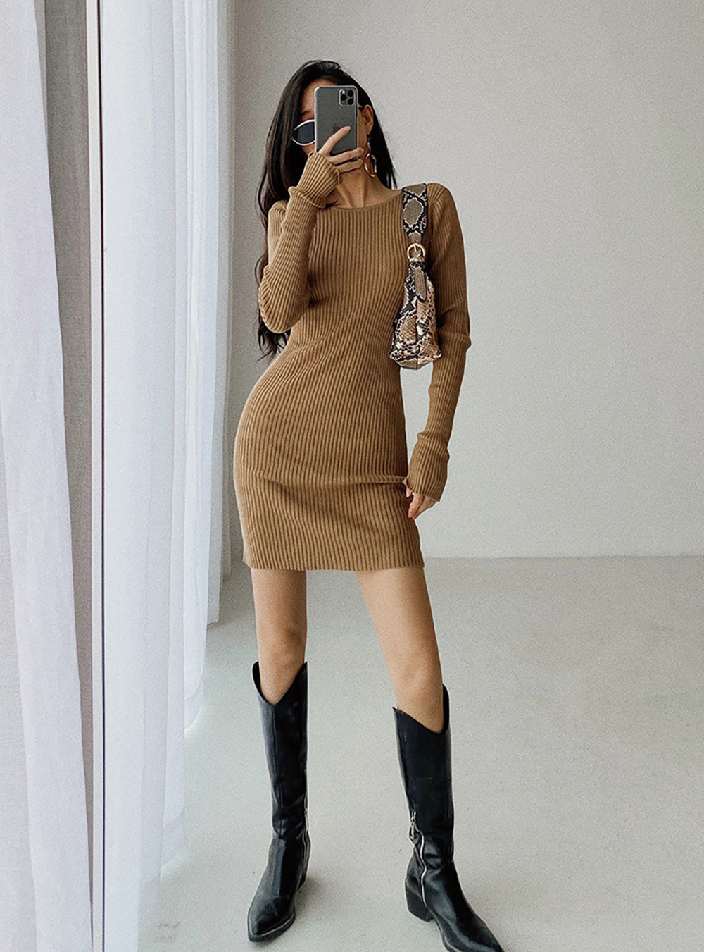 Twisted Ribbed Bodycon Dress